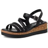s.Oliver - 5-28702-44 - Sandalen - Zwart - Schachthoogte 7 cm - Platte Hak 4 cm