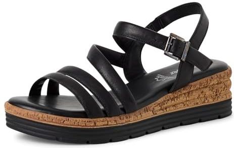 s.Oliver - 5-28702-44 - Sandalen - Zwart - Schachthoogte 7 cm - Platte Hak 4 cm