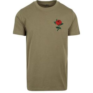 Mister Tee Heren T-shirt Rose Tee, T-shirt met opdruk, T-shirt met print, streetwear, olijfgroen, XXL