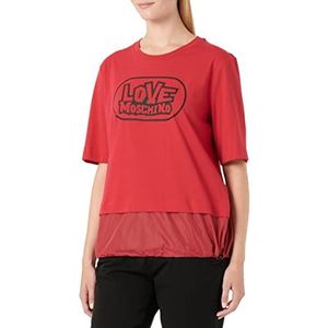 Love Moschino Dames Regular Fit Lange Mouwen Skate Print Nylon Insert On Bottom of The Garment Closed by Drawstring T-shirt, rood, 44