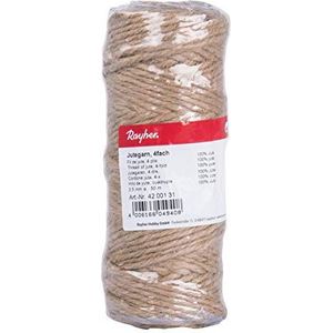 Rayher 4200131 Jute touw 3-laags, jute koord voor knutselen, bloemisterij en decoratie, diameter 3,5 mm, lengte 50 m, naturel