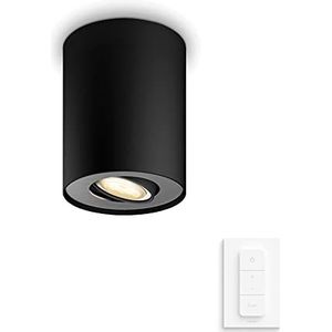 Philips Hue Pillar Opbouwspot 1-Lichts - Warm tot Koelwit Licht - Duurzame LED Verlichting - Incl. dimmer switch - Verbind met Bluetooth of Hue Bridge - Werkt met Alexa en Google Home - Zwart