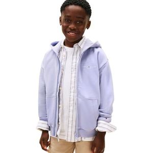 Tommy Hilfiger Mini Corp Zip Through Hoodie Ks0ks00726 hoodie met ritssluiting, blauw (Periwinkle Dusk), 14 jaar, uniseks, Blauw (Periwinkle Dusk), 14 Jaar
