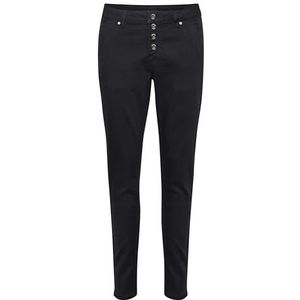 Cream Dames Jeans Denim Broek Mid Taille Skinny Slim, Pitch Zwart Onwashed, 28