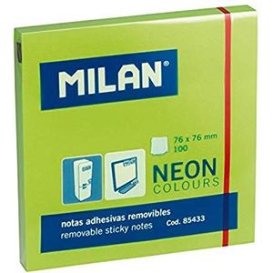 Karteczki neonowe Milan 75x75 mm zielone, 80 sztuk: 85433