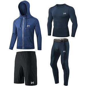 MEETYOO Compressieshirt voor heren, sportlegging, hardloopbroek, functioneel shirt voor heren, compressiebroek, functionele kleding voor hardlopen, sportschool, fitness