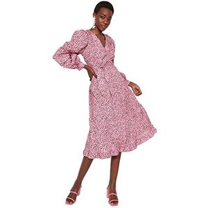 Trendyol Dames Skater Regular fit geweven jurk, roze,38, roze, 64