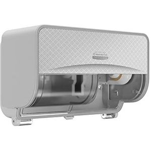 Kimberly-Clark Professionele ICON™ Coreless Standaard Rol Toiletpapierdispenser 2 rollen horizontaal (53698), met zilverkleurige mozaïek design frontplaat; 1 dispenser en voorplaat per koffer