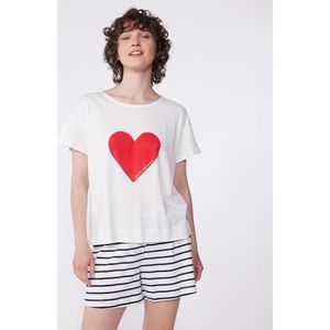 Petit Bateau Pyjacourt voor dames, Wit/Blauw, M