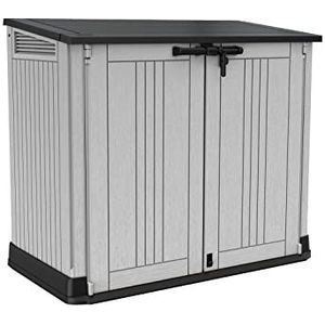 Keter Store it Out Nova tuinschuur van kunststof, buitenafmetingen: 132 x 71,5 x 113,5 cm, inhoud 880 l, lichtgrijs, geschikt voor afvalbakken van 2 x 120 liter, weerbestendig, afsluitbaar