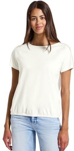Street One 3227736 T-shirt met schouderdetail, vuilwit, 40 dames, Gebroken wit, 34 NL