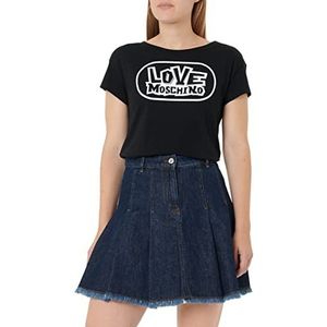 Love Moschino Dames geplooide mini-rok met skate back tag, donkerblauw (dark blue denim), 48
