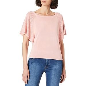 Mexx Dames Ajour gebreide trui met korte mouwen, Midden Roze, XS