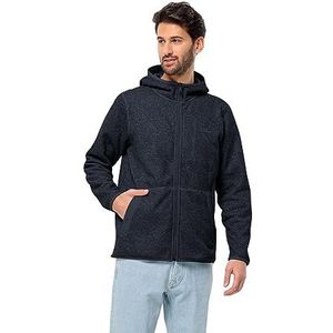 Jack Wolfskin Dennenspur fleecejack met capuchon, nachtblauw, S heren, Nachtblauw., S