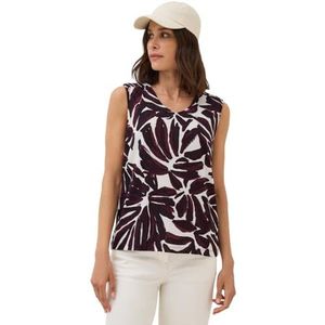 Cecil - Shirttop - Mulberry Red - Met Grafisch Patroon en V-hals