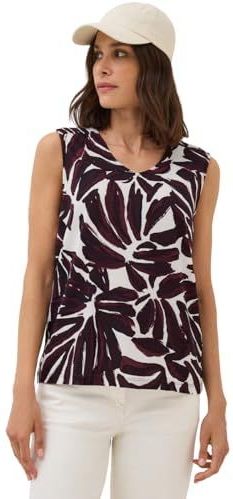 Cecil - Shirttop - Mulberry Red - Met Grafisch Patroon en V-hals