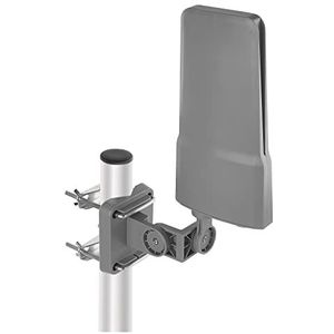 EMOS Buitenantenne met versterker voor ontvangst op afstand, VHF/UHF/DAB outdoor tv-antenne voor DVB-T/DVB-T2 televisie, 0-80 km bereik, geïntegreerd LTE-vergrendelingsfilter, 4G-, 5G-filter