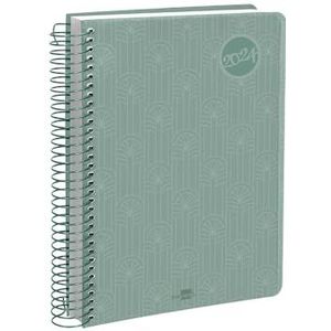 Liderpapel A5 2024 Spiraalplanner met weekoverzicht, van polyester, 70 g, groen