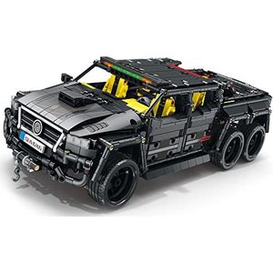 Reobrix 11001 6 x 6 terreinwagen-bouwset, klembouwstenen, modelauto-sets, cadeaus voor kinderen en volwassenen, compatibel met Lego (2162 delen) (zonder motor)