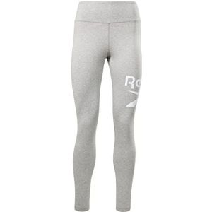 Reebok Katoenen legging met identiteitslogo voor dames, Medium Grijs Heather/Wit/Wit, M petite