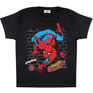Marvel Comics Spiderman Wall Crawler T-shirt, Meisjes, 104-152, Schwarz, Officiële Koopwaar