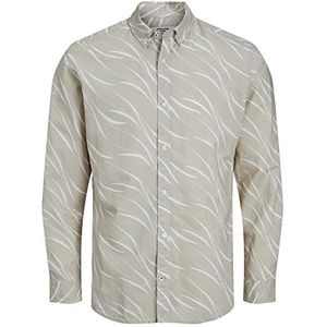 JACK & JONES Heren JPRBLASUMMER Linen Print Shirt L/S SS23 hemd, Moonstruck/AOP: Slim Fit, M, Moonstruck/Aop: slim fit, M
