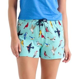 Little Blue House Slaapshorts voor dames, pyjamabroek, pyjama, vogels, X-Small, Achtertuin Vogels, XS