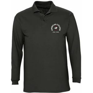 AMERICAN COLLEGE USA American College Poloshirt, lange mouwen, uniseks, kinderen, Zwart, 6 ans