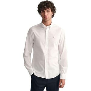 GANT Slim POPLIN Shirt voor heren, klassiek overhemd, wit, standaard, wit, 3XL