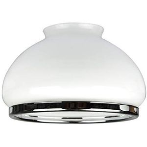 Westinghouse Lighting 8705340 lampenkap 6,4 cm van opaalglas, koepelvorm met chroomband, wit, 16,4 x 16,4 x 11,8 cm