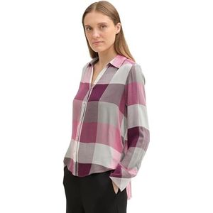 TOM TAILOR Damesblouse met ruitpatroon, 36202 - Berry Check Design, 44