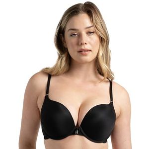 Smart & Sexy womens Add 2 Cup Sizes Push-up Push Up Bra, Black Hue With Lace Wings, 40C US