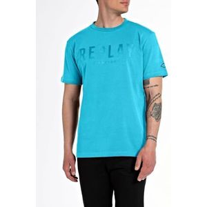 Replay T-shirt voor heren, korte mouwen, regular fit, 957 Turquoise, M