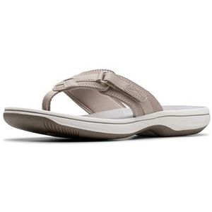 Clarks Breeze Sea Teenslippers voor dames, Licht Taupe Synthetisch, 12