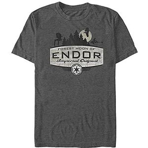 Star Wars Uniseks Endor Badge Organic T-shirt met korte mouwen, Melange Black, M