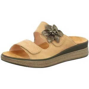 Think Meggie 3000 Damesslippers, chroomvrij, gelooid, duurzaam uitneembaar voetbed, 3000, 37 EU, Almond Combi 3000, 37 EU