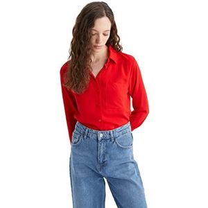 DeFacto Dameshemd van katoenweefsel met lange mouwen, rood, L