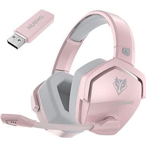 NUBWO G06 Dual Wireless Gaming Headset met Microfoon voor PS5, PS4, PC, Mobiel: 2,4 GHz Wireless + Bluetooth - 100 uur Batterij - 50 mm Drivers - Roze