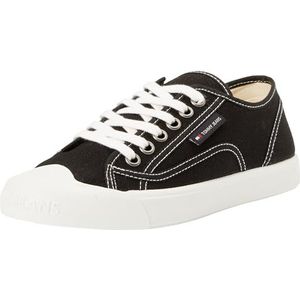 Tommy Hilfiger - Schoenen - Zwart - Katoen - Canvas Sneakers met Contraststiksels
