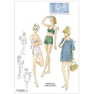Vogue Patterns 9255 A5, Misses BH, Shorts en Coverup, maten 6-14, Weefsel, Multi-Colour, 15 x 0,5 x 22 cm