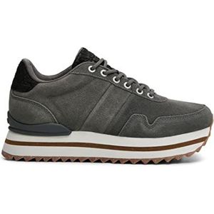 Woden Dames Sneakers Nora III Suede Plateau, Dark Grey, 42, donkergrijs, 42 EU