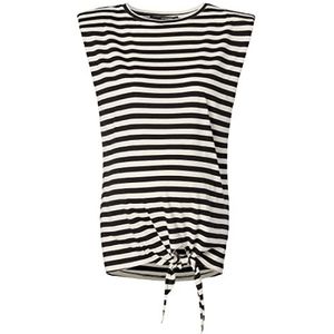 Supermom Dames Tee Mouwloos Stripe Shoulderpads T-Shirt, Black - P090, 32