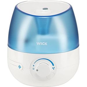 Wick WUL525 Mini-ultrasone luchtbevochtiger, instelbare sproeinevelregeling, waterreservoir van 1,8 liter, voor slaapkamers, kantoren, kinderkamers tot 15 m², inclusief pads met etherische oliën