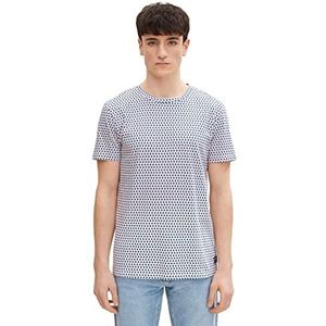TOM TAILOR Denim heren t-shirt met print, 29714 - Blauw Geometrische Element Print, XS