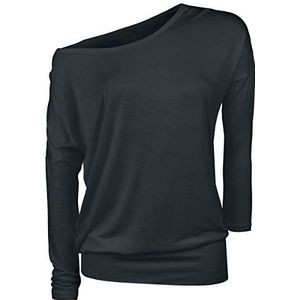 Build Your Brand Vrouwen Ladies Viscose Longsleeve T-shirt, zwart, L