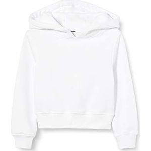 Build Your Brand Meisjes capuchontrui Girls Cropped Sweat Hoody, capuchon sweatshirt met korte snit verkrijgbaar in vele kleuren, maten 110-164, wit, 110/116 cm