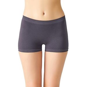 LOS OJOS Antraciet, naadloze boxershorts, geribbeld, boyshort, houtskool, XS