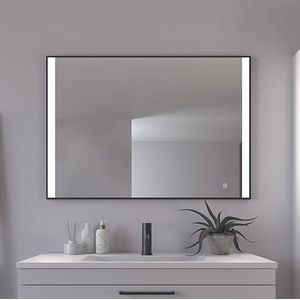 Loevschall Libra vierkante spiegel met verlichting, led-spiegel met touch-schakelaar, 1000 x 700, badkamerspiegel met led-verlichting, verstelbare badkamerspiegel met verlichting