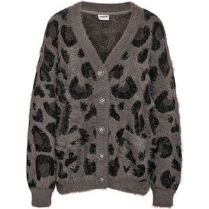 Noisy May Nmflynn L/S V-hals gebreide cardigan Noos, Charcoal Gray, XS