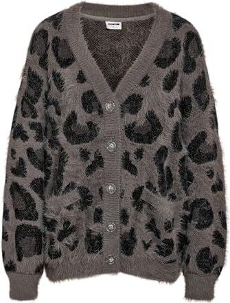 Noisy May Nmflynn L/S V-hals gebreide cardigan Noos, Charcoal Gray, XS